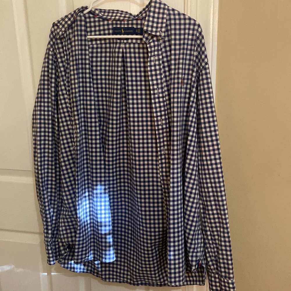 XL Ralph Lauren Button Down Blue and White